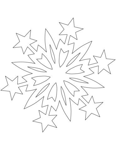 Snowflake Pattern With Christmas Stars Coloring Page